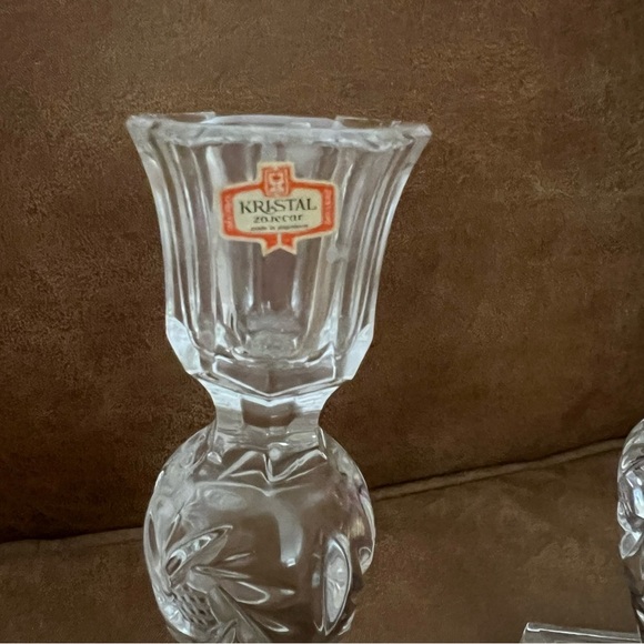 Crystal Candleholders Vintage Kristal Candlesticks set of 2 - Picture 3 of 6